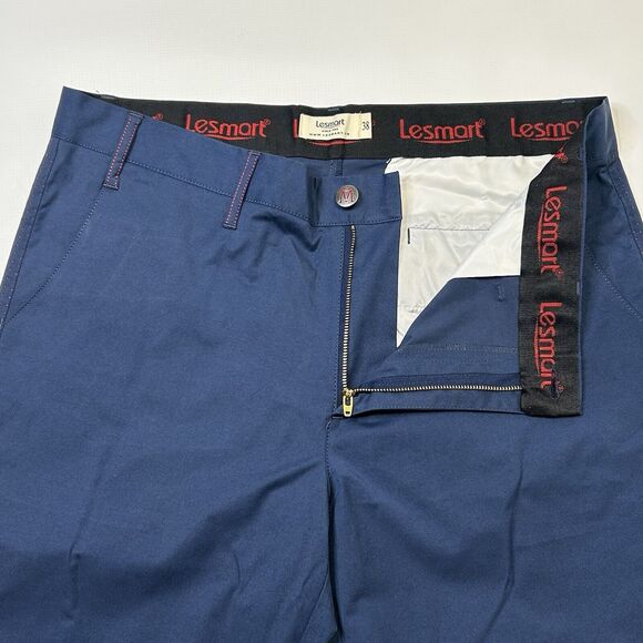 Lesmart Men’s Golf Chino Pants Size 38x32 Blue Red Stretch Relaxed Straight - Picture 6 of 13